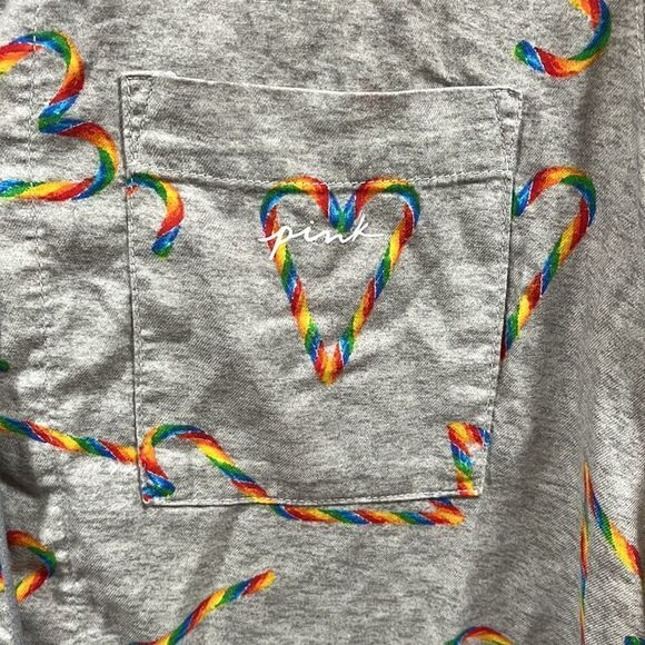 PINK VS candy cane long sleeve pajama top - Picture 3 of 5